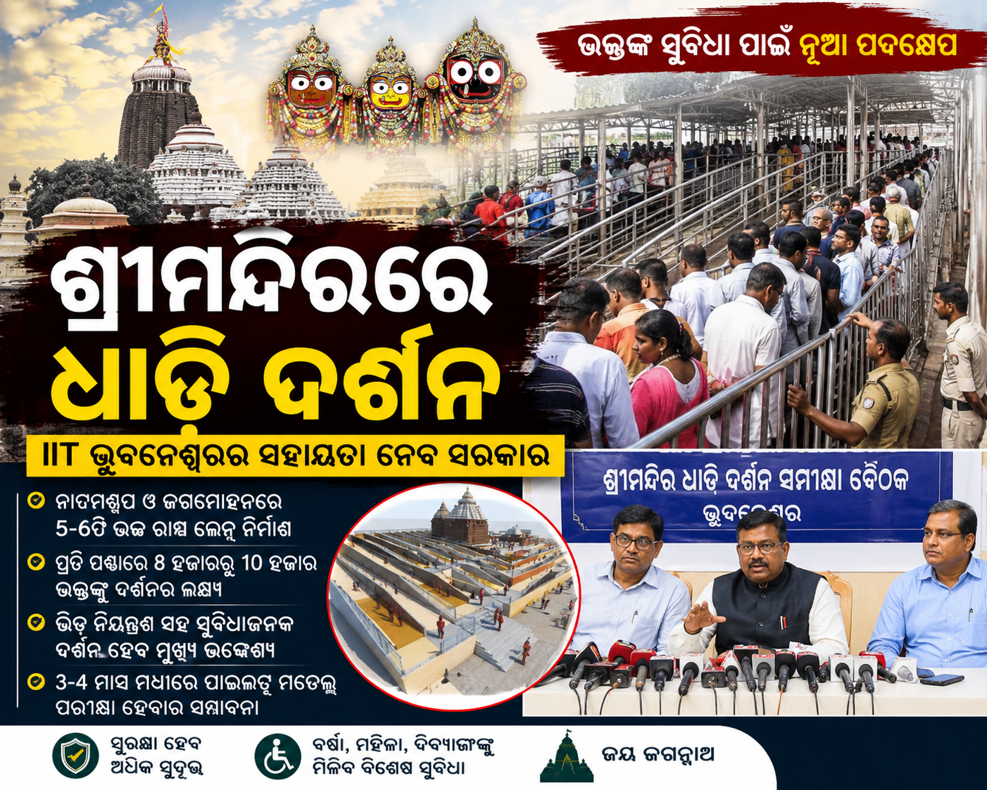 ଶ୍ରୀମନ୍ଦିରରେ ଧାଡ଼ି ଦର୍ଶନ ନେଇ ନୂଆ ପ୍ରସ୍ତୁତି